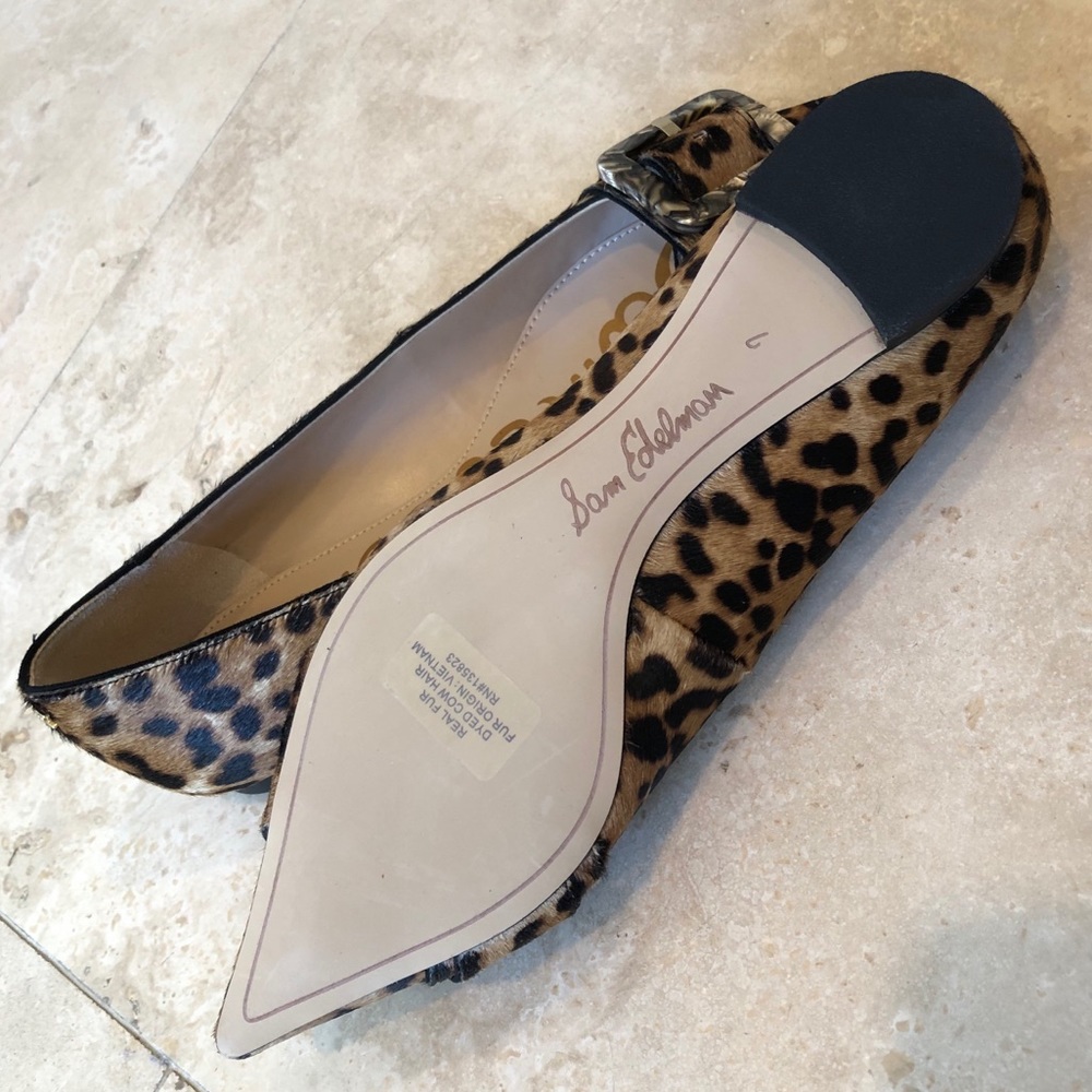 2xHP Sam Edelman Leopard Print Pointed Toe Flats - Picture 6 of 7